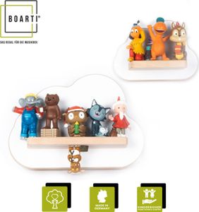 BOARTI Holzregal hängend | platzsparendes Regal | Maße: H. 16 x B. 22 x T. 5 cm | Elegantes Regal hängend | Aufbewahrungsregal | passend für passend für Tonie-Regal - Wolken Set
