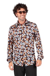 T2549-HAFL-S mehrfarbig Herren Disco Hippie Bluse-Hemd Party Kostüm Hawaii Gr.S=48
