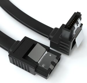 0,5m SATA-3 Kabel Schwarz S-ATA 6 Gb/s High Speed SSD HDD 90° Winkel Datenkabel