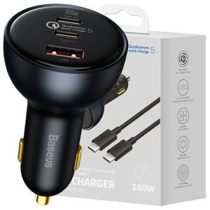 Baseus schnelles Autoladegerät USB / USB Typ C 160W PPS Quick Charge 5 PD grau (TZCCZM-0G)