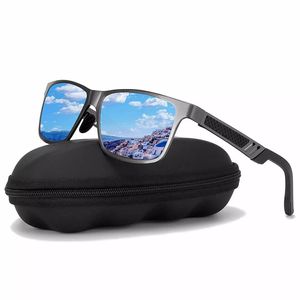 Lamon Sonnenbrille Herren Polarisiert Sonnenbrille UV400 -Polycarbonat draußen fahren (grauer Rahmen, blaue Gläser)