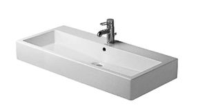 Duravit Waschtisch VERO mit Überlauf, Hahnlochbank, 1000 x 470 mm, geschliffen 1 Hahnloch weiß