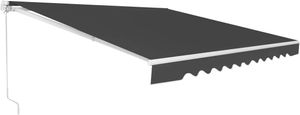 GOPLUS 3x2,5m Gelenkarmmarkise, einziehbare Balkonmarkise mit Einstellbarem Winkel 5°-35°, Grau