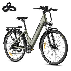 City E-bike FAFREES 250W 27,5 Zoll IP54 Akku 36V 14,5Ah, 25km/h Shimano 7S, City Elektrofahrrad 3,5 Zoll LCD Display mit App, Grün