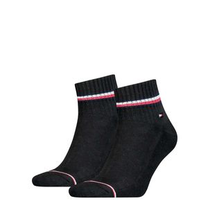 TOMMY HILFIGER Herren Sportsocken, 2er Pack - Iconic Quarter, Tennissocken Schwarz 39-42