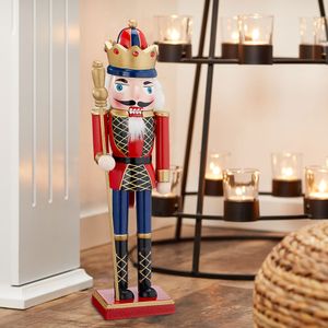 Nussknacker "König" aus Holz in rot-blau, Gr: M, ca. H38cm Weihnachtsdeko Figur