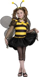 R886118-S schwarz-gelb Kinder Mädchen Bienen Kostüm Gr.S