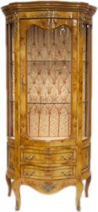 Casa Padrino Barock Vitrine Hellbraun 88 x H. 180 cm - Massivholz Vitrinenschrank - Wohnzimmerschrank - Barock Möbel
