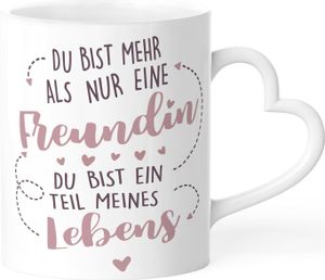 Tasse mit Herz-Henkel Geschenk beste Freundin mit Name personalisierbar Spruch Du bist mehr als nur eine Freundin SpecialMe® ohne Personalisierung weiß Herz-Tasse