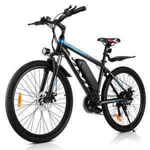 VIVI E Bike, 26 Zoll E Mountainbike, Trekking Herren E-Bike mit Shimano 21 Gang Schaltung, 36V/10.4AH Akku, Elektrofahrrad schwarz/blau