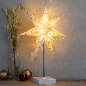 LED Papierstern Weihnachtsdeko Weiß mit Ständer