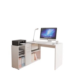 Mirjan24 Eckschreibtisch Armando, Schreibtisch L-Form, Ecktisch vom Hersteller, Arbeitszimmer (Farbe: Weiß)