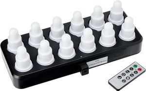 DUNI 12er LED Teelichter Set Mehrfarbig mit Ladestation inkl. Fernbedienung Multicolour Kerzen