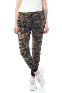 Bongual ® Sweatpants Camouflage Damen Freizeitshosen Jogginghose Military Tarnmuster 38 grün