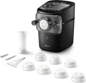 Philips Nudelmaschine Serie 7000,Schwarz,Nudelmaschine,Elektrisch,Nudel Maschine,Pastamaker, 200,00 W,Pasta Maschine,Nudel herstellen,mit Formscheiben