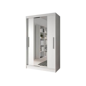 Šatníková skriňa s posuvnými dverami Šatníková skriňa so zrkadlom Neomi 01 (biela/biela)+zrkadlo