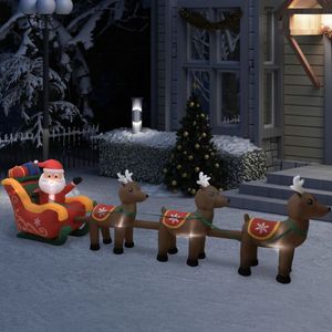 Prolenta Premium  Aufblasbarer Weihnachtsmann mit Rentieren LED 490 cm