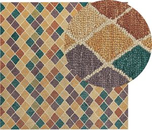 BELIANI Dywan wielokolorowy wełniany 200 x 200 cm nowoczesny styl wzór geometryczny