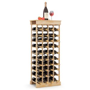 COSTWAY Weinregal aus Massivholz, Flaschenregal Weinständer für 40 Flaschen, Weinflaschenhalter Weinhalter für Küche, Speisekammer, Bar & Weinkeller