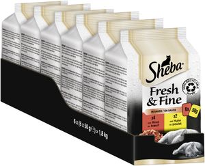 SHEBA® Portionsbeutel Multipack Fresh & Fine in Sauce mit Rind und Huhn 6 x 6 x 50g