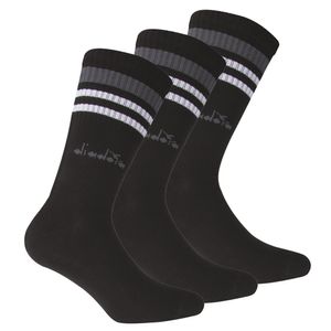 Diadora Unisex Tennissocken - 3er Pack, Logo, Streifen Schwarz 39-42