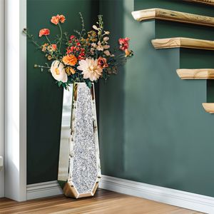 WISFOR Große Bodenvase Dekovase aus Glas für Deko Pampasgras Trockenblumen Zweige, 68cm