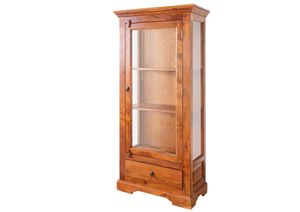 MASSIVMOEBEL24 Vitrine Akazie 72x40x155 honig  lackiert OXFORD #0527