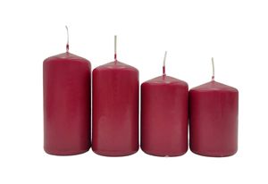 Adventskerzen 4er-Set Stumpenkerzen Weihnachtskerze Stufenkerzen Stumpen Kerze, Farbe:bordeaux