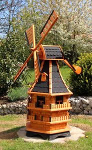 XXL Windmühle 1,50 m mit Solar für Hof und Garten schwarz Typ 21.1
