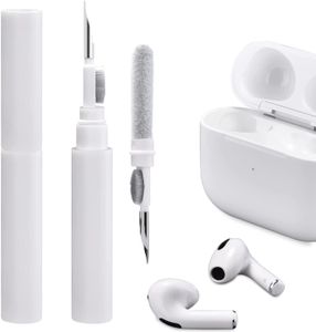 Clean Kit für AirPods 3 AirPods Pro AirPods 2 AirPods 1, 3 in 1 Multifunktions Kopfhörer Reinigungsset Werkzeug Weiche Bürste Beflockungsschwamm für AirPods iPhone Kamera Tastatur-Weiß