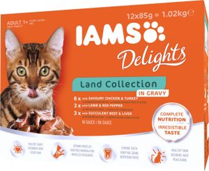 IAMS Delights Land Collection in Sauce Katzen-Nassfutter; 12 x 85g