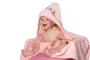 Baby-Kapuzenbadetuch, Baumwolle. 100x100 cm, rosa