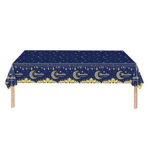 Eid mubarak pe Tischdecke Ramadan Dekoration für zu Hause islamische muslimische Party liefert Tischdecke eid al adha Geschenke, blau, 137cm, rechteck