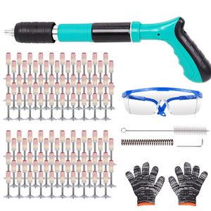 MODFU Manuelle Nagelpistole mit 100 Runden Nägeln,Mini Nail Tool Nagelpistole,Tragbare Nail Gun Einstellbare Schalldämpfer Stahl Nagel Pistole Pistole,Bolzenschussgerät für Stahl,Beton,Zementwand,Haushalt Blau