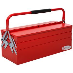 DURHAND Werkzeugkasten Werkzeugkoffer Werkzeugkiste 5 Fächer aufklappbar Stahl (SPCC)  Rot 56 x 20 x 41 cm
