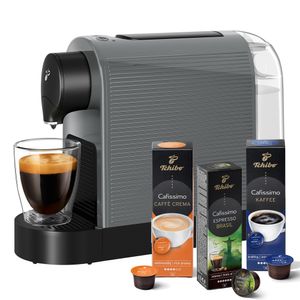 Tchibo Cafissimo „Pure plus“ Kaffeemaschine Kapselmaschine inkl. 30 Kapseln für Caffè Crema, Espresso und Kaffee, 0,8l, 1250 Watt, Grey