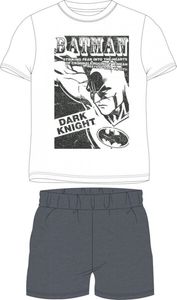Batman "Dark Knight" Kurzer Jungen-Pyjama in Weiß & Grau | Gr. 134