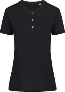 Stedman ST9530 | Damen Sharon Henley T-Shirt for women - Farbe: Black Opal - Größe: L