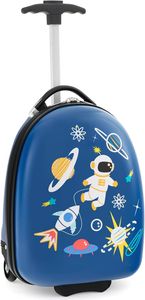 16” Kinderkoffer, Kindergepäck mit Rollen, Handgepäck zum Reisen, Kindertrolley für Mädchen & Jungen, Hartschalenkoffer (Blau-Astronaut, 16 Zoll)