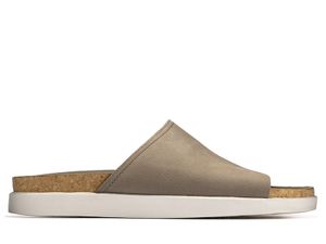 Clarks Sunder Slide Męskie skórzane japonki w kolorze beżowym 41,5