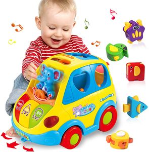 Baby-Spielzeug, 12–18 Monate, musikalischer Bus, Spielzeug für 1, 2, 3, 4 Jahre alte Jungen, Mädchen, Geschenke, Früherziehung, Lernspielzeug mit Obst/Musik/Beleuchtung/Smart Formen für 18–24 Monate Geburtstagsgeschenke