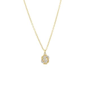 Lucardi - Damen Goldplattierte Halskette aus recyceltem Edelstahl mit Kristallanhänger im Teppichklopfer-Design - Halskette - Stahl - Gelbgold legiert - 55 cm - Nickelfrei