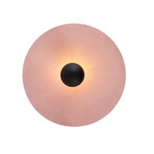 QAZQA - Modern Deckenleuchte I Deckenlampe I Lampe I Leuchte schwarz flacher Schirm rosa 45 cm - Combi I Wohnzimmer I Schlafzimmer - Textil Rund - LED geeignet E27