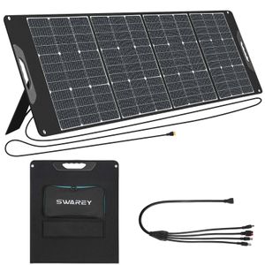 SWAREY Faltbares Solarpanel 200W Monokristallines Solar Ladegerät mit 2 USB-Anschluss, 18V DC Ausgang. PD 18W Typ-C Solarmodul für Powerstation,Garten, für Camping RV Wandern,Tablet usw