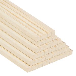 Belle Vous 50 Pack Natürliche Holzleisten zum Basteln, Holzstiele - 6,4 mm x 30 cm Schmale Bastel Holzleisten Wandleiste Holz - Extra Langes
