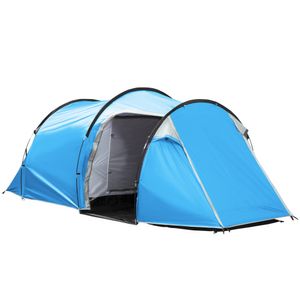 Outsunny Zelt für 2-3 Personen 190T Tunnelzelt Campingzelt mit Heringen Glasfaser Polyester Hellblau 426 x 206 x 154 cm