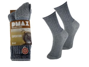 DMAX 6 Paar Wandersocken / Socken, in 47-50 in Beige-Grau m. blauen Streifen für Damen und Herren