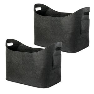 Schramm® Kaminholztasche schwarz aus Filz Holzkorb ca. 53x40x30 cm wählbar 1, 2 oder 3 Stück Filzkorb Zeitungskorb Filztaschen , Größe:2 Stück