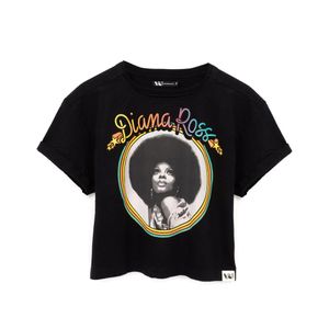 Diana Ross - kurzes T-Shirt für Damen NS6816 (M) (Schwarz/Weiß)