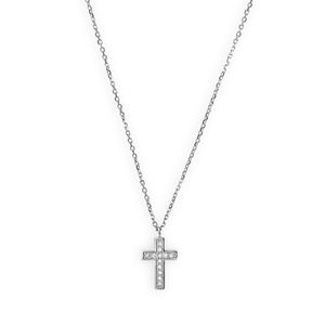 Xenox XG4413 Halskette Anhänger Symbolic Kreuz Diamant 375/- Weiss-Gold